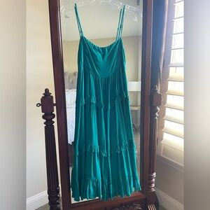 Teal Tiered Spaghetti Strap Dress